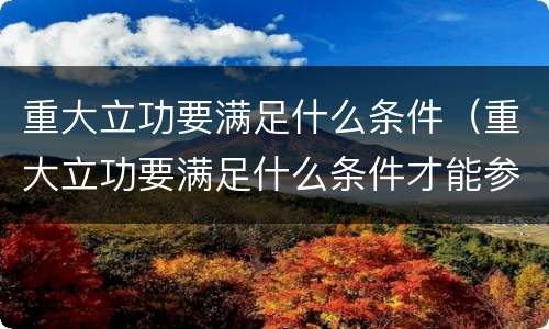 重大立功要满足什么条件（重大立功要满足什么条件才能参加）