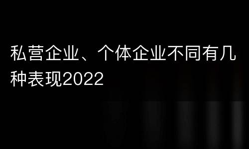 私营企业、个体企业不同有几种表现2022