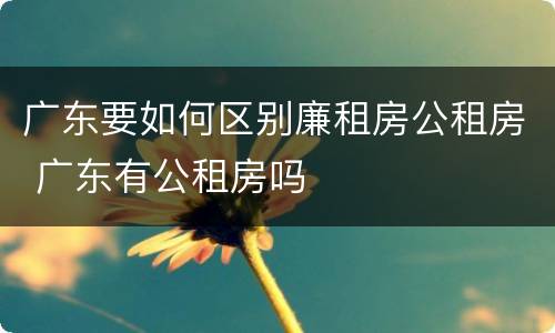 广东要如何区别廉租房公租房 广东有公租房吗