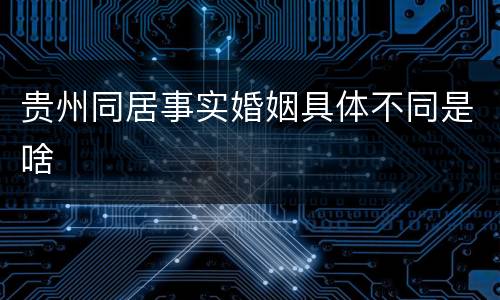 贵州同居事实婚姻具体不同是啥