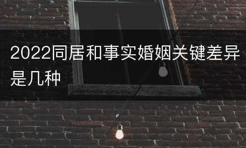 2022同居和事实婚姻关键差异是几种