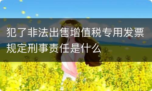 犯了非法出售增值税专用发票规定刑事责任是什么