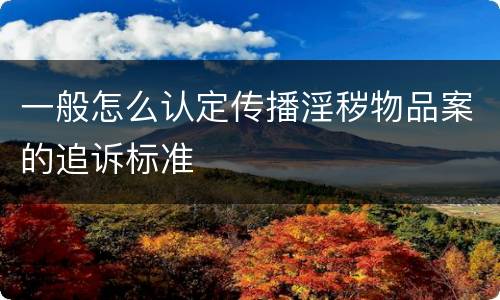一般怎么认定传播淫秽物品案的追诉标准
