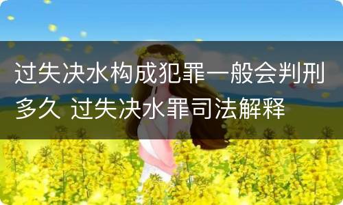 过失决水构成犯罪一般会判刑多久 过失决水罪司法解释