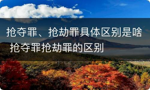 抢夺罪、抢劫罪具体区别是啥 抢夺罪抢劫罪的区别