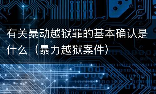 有关暴动越狱罪的基本确认是什么（暴力越狱案件）