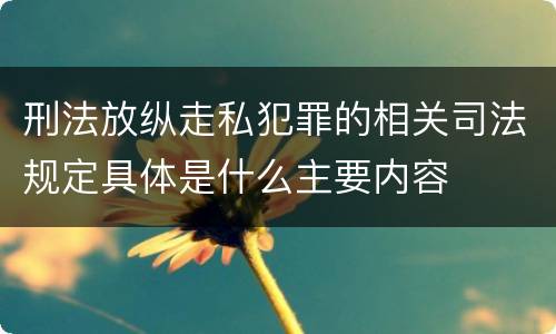 刑法放纵走私犯罪的相关司法规定具体是什么主要内容