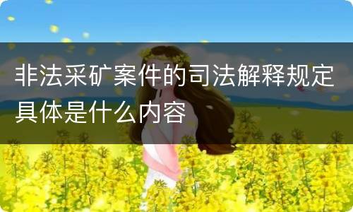 非法采矿案件的司法解释规定具体是什么内容