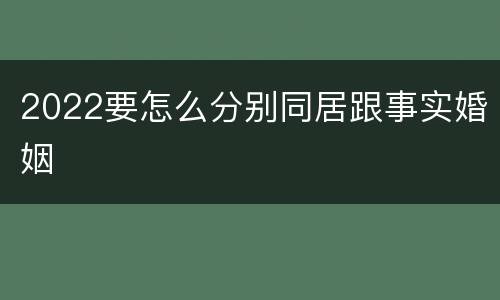 2022要怎么分别同居跟事实婚姻