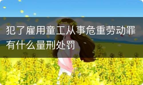 犯了雇用童工从事危重劳动罪有什么量刑处罚