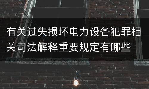 有关过失损坏电力设备犯罪相关司法解释重要规定有哪些
