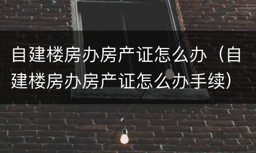 自建楼房办房产证怎么办（自建楼房办房产证怎么办手续）