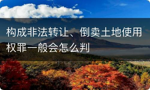 构成非法转让、倒卖土地使用权罪一般会怎么判