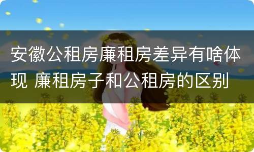 安徽公租房廉租房差异有啥体现 廉租房子和公租房的区别