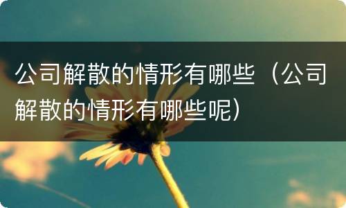 公司解散的情形有哪些（公司解散的情形有哪些呢）