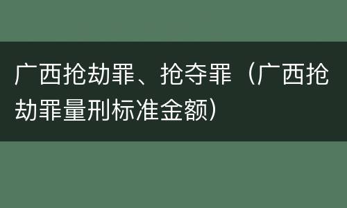 广西抢劫罪、抢夺罪（广西抢劫罪量刑标准金额）