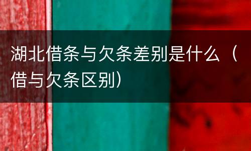 湖北借条与欠条差别是什么（借与欠条区别）