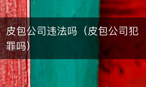 皮包公司违法吗(皮包公司犯罪吗)