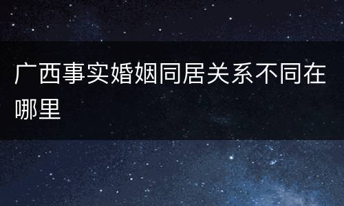 广西事实婚姻同居关系不同在哪里