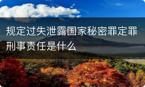 规定过失泄露国家秘密罪定罪刑事责任是什么