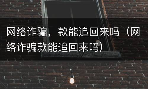 网络诈骗，款能追回来吗（网络诈骗款能追回来吗）