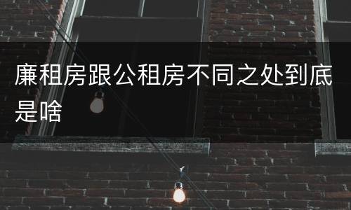 廉租房跟公租房不同之处到底是啥