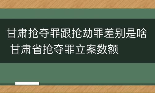 甘肃抢夺罪跟抢劫罪差别是啥 甘肃省抢夺罪立案数额