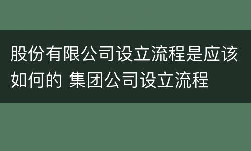 股份有限公司设立流程是应该如何的 集团公司设立流程