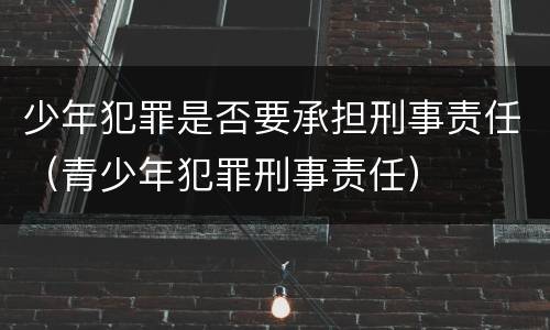 少年犯罪是否要承担刑事责任（青少年犯罪刑事责任）