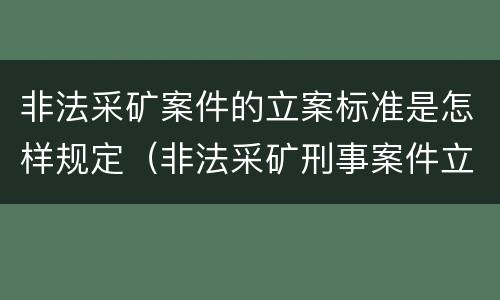 非法采矿案件的立案标准是怎样规定（非法采矿刑事案件立案标准）