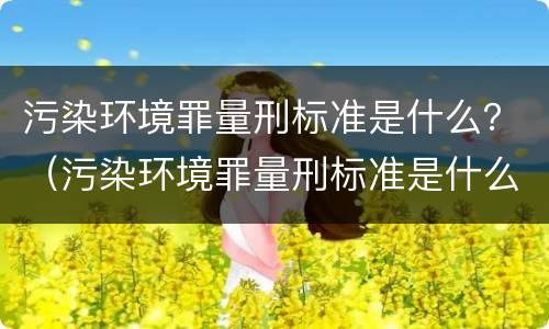 污染环境罪量刑标准是什么？（污染环境罪量刑标准是什么意思）
