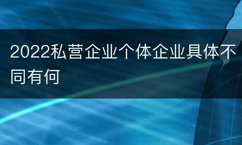 2022私营企业个体企业具体不同有何