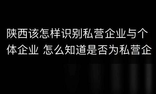 陕西该怎样识别私营企业与个体企业 怎么知道是否为私营企业