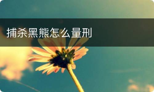 捕杀黑熊怎么量刑