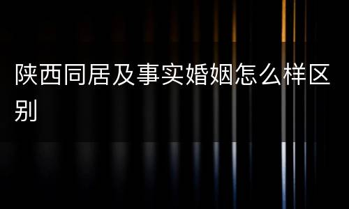 陕西同居及事实婚姻怎么样区别