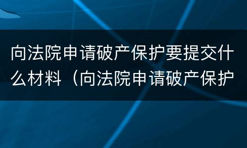 向法院申请破产保护要提交什么材料（向法院申请破产保护要提交什么材料呢）