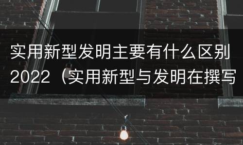 实用新型发明主要有什么区别2022（实用新型与发明在撰写时有区别吗）