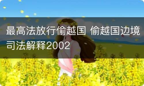 最高法放行偷越国 偷越国边境司法解释2002
