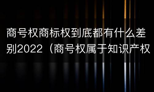 商号权商标权到底都有什么差别2022（商号权属于知识产权吗）