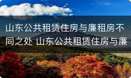 山东公共租赁住房与廉租房不同之处 山东公共租赁住房与廉租房不同之处在哪