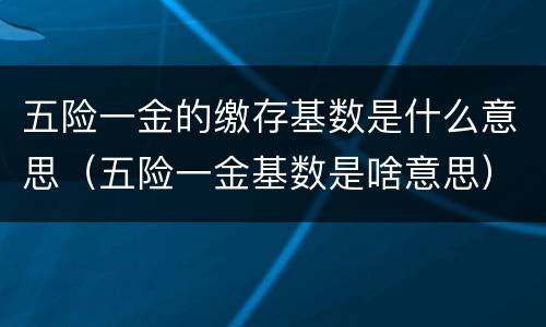 五险一金的缴存基数是什么意思（五险一金基数是啥意思）