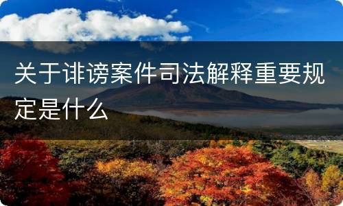 关于诽谤案件司法解释重要规定是什么