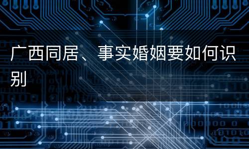 广西同居、事实婚姻要如何识别