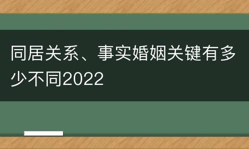 同居关系、事实婚姻关键有多少不同2022