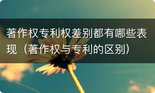 著作权专利权差别都有哪些表现（著作权与专利的区别）