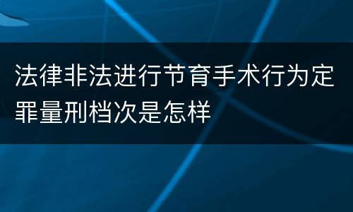 法律非法进行节育手术行为定罪量刑档次是怎样