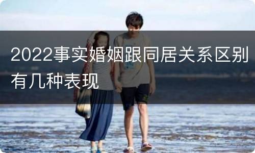 2022事实婚姻跟同居关系区别有几种表现