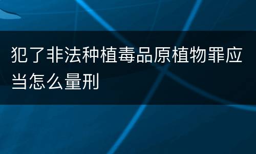 犯了非法种植毒品原植物罪应当怎么量刑