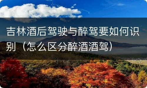 吉林酒后驾驶与醉驾要如何识别（怎么区分醉酒酒驾）