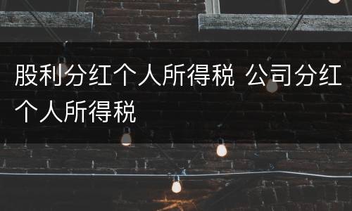 股利分红个人所得税 公司分红个人所得税